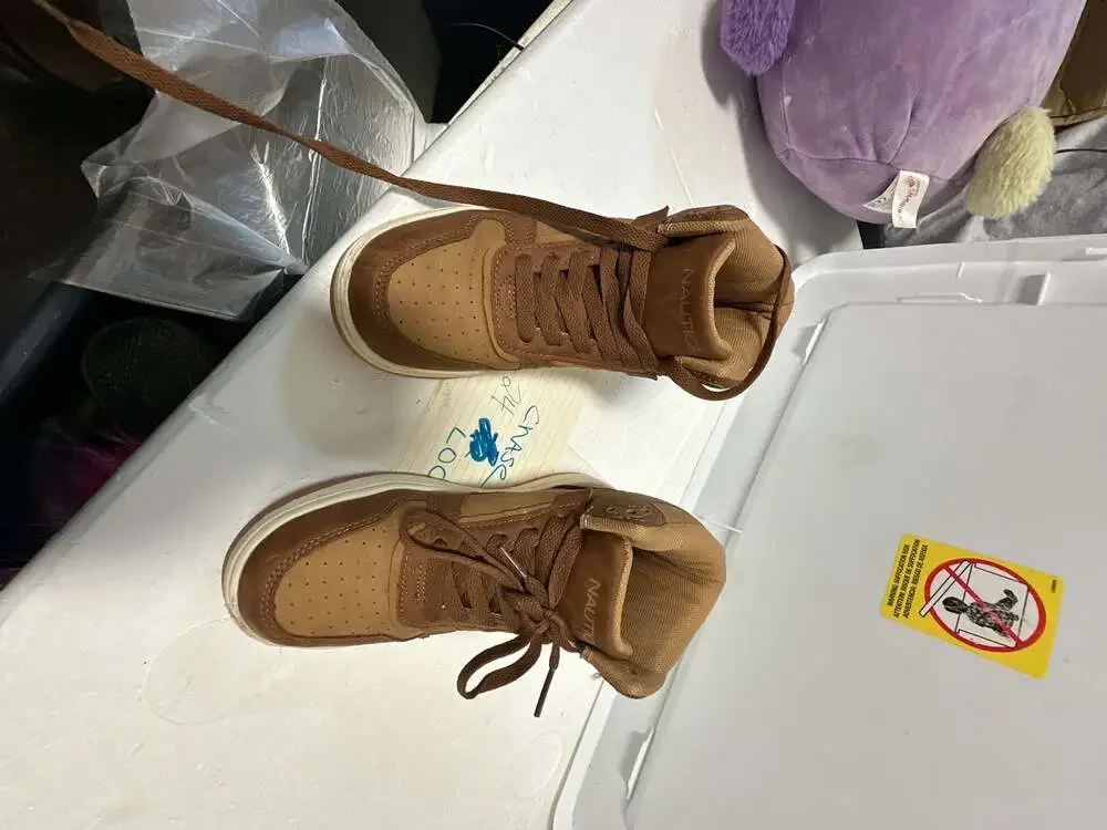 Nautica Sirie-Y Kids' High Top Sneakers, Tan/Brown